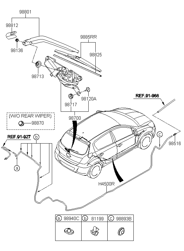 Chổi gạt mưa sau Hyundai i20 (BLADE ASSY-WIPER,RR), mpt: 988501J001 Chổi gạt mưa sau Hyundai i20 (BLADE ASSY-WIPER,RR), mpt: 988501J001