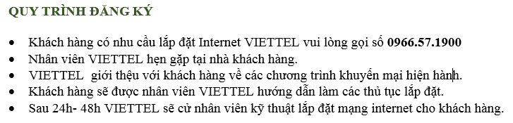 Quy trình đăng ký mạng viettel Quy trình đăng ký mạng viettel