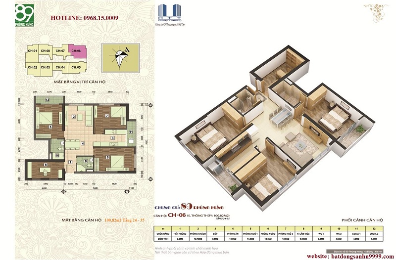 Mặt Bằng Căn Hộ 100,82m2 - Chung Cư 89 Phùng Hưng