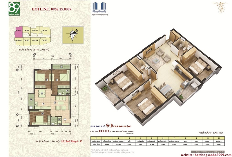 Mặt Bằng Căn Hộ 95,25m2 - Chung Cư 89 Phùng Hưng