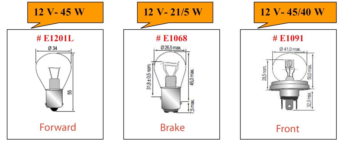 Bóng đèn tròn loại 12V cho xe nâng hàng