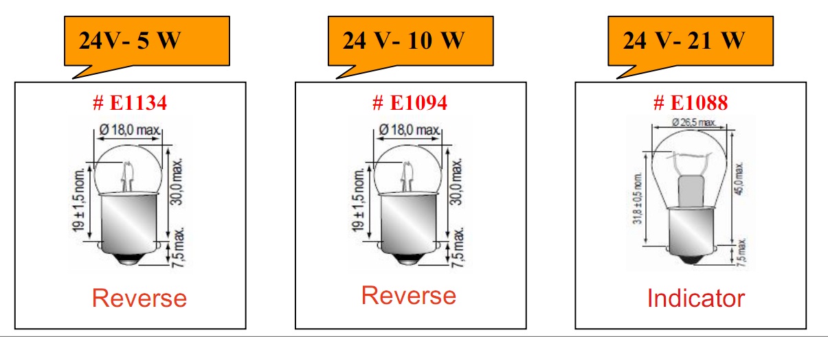 Bóng đèn tròn cho xe nâng hàng loại 24V nhập khẩu từ Thái Lan