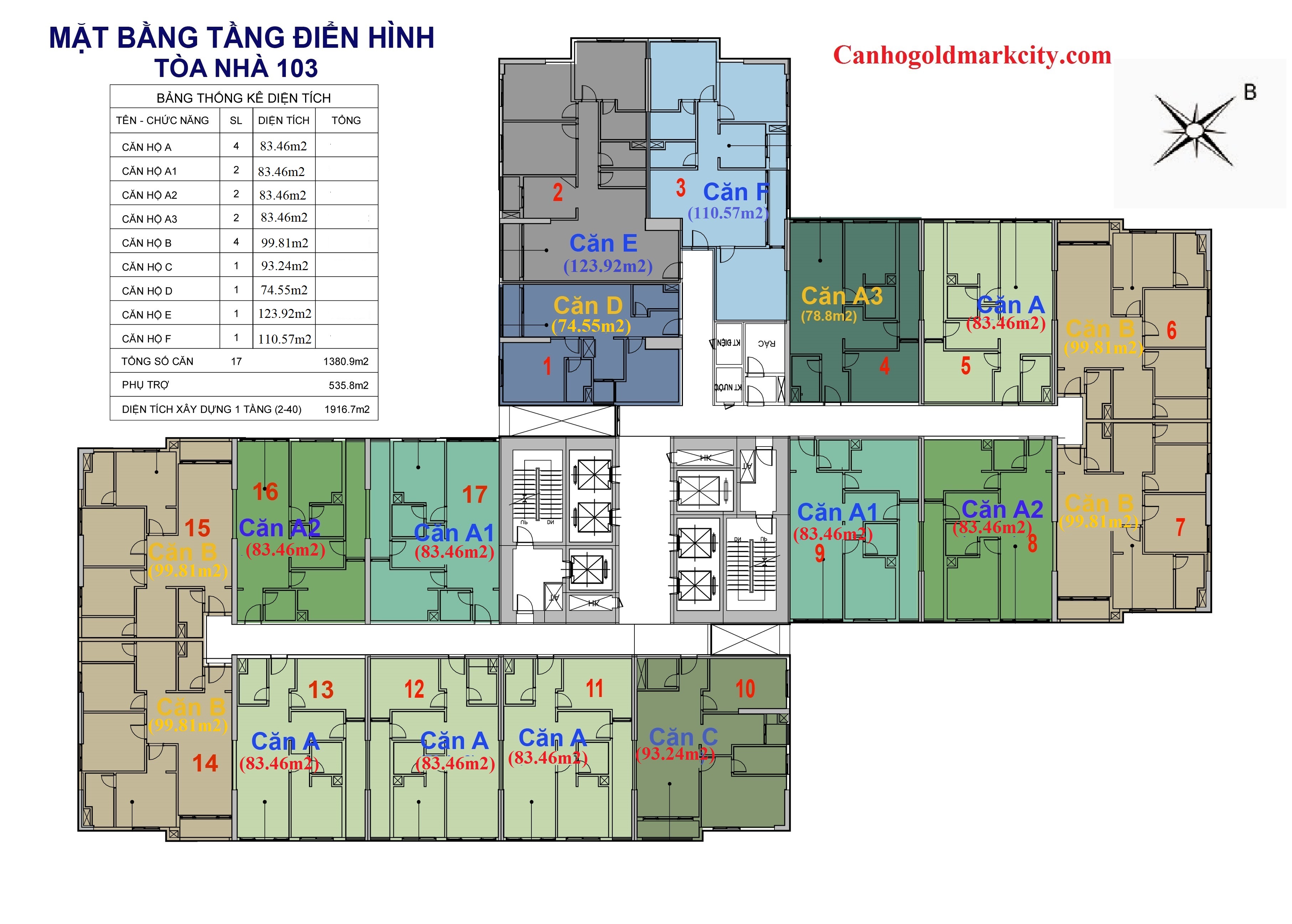 Sơ đồ mặt bằng tòa A103