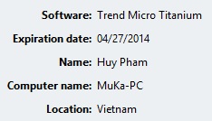 Hạn dùng phần mềm tới 27/4/2014