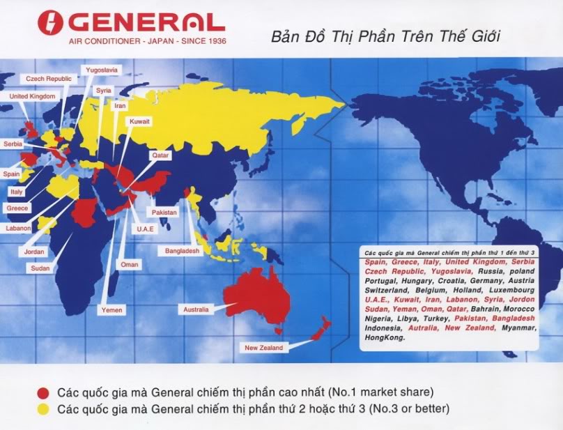 Thị phần của Điều hòa General trên Thế giới và Việt Nam Thị phần của Điều hòa General trên Thế giới và Việt Nam