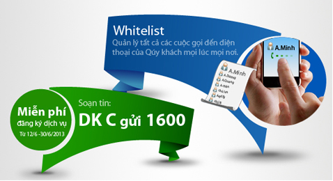 Miễn phí dịch vụ Quản lý cuộc gọi - Đăng ký Whitelist