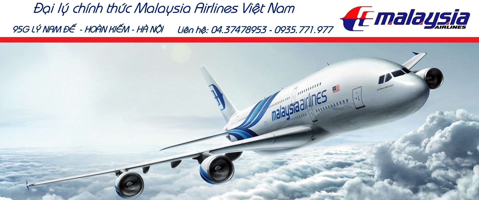 Đại lý vé máy bay Malaysia Airlines tại Việt Nam, liên hệ toàn quốc : 04.37478953.