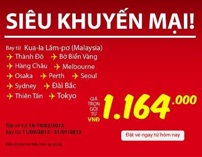 Đại lý chính thức Air Asia tại Việt Nam, liên hệ 04.37478953